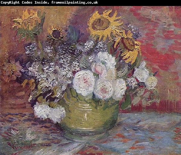 Vincent Van Gogh Stilleben mit Rosen und Sonnenblumen